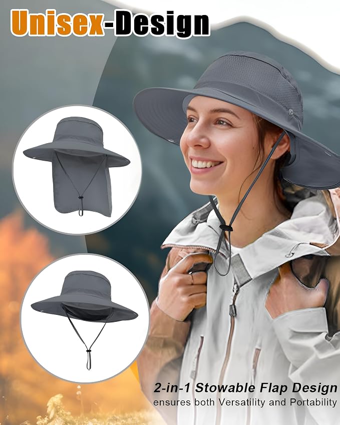 Outdoor Sun Hats with Stowable Neck Flap - Image 4