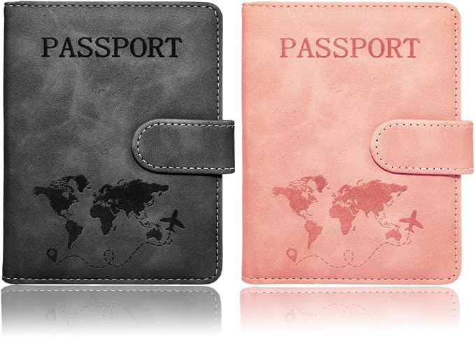 Passport Holder for Travel Essentials, 2 Pack Rfid Passport Cover for Women Men by SOVIROSE