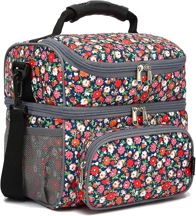 FlowFly Double Layer Cooler Insulated Lunch Bag Adult Lunch Box Large Tote Bag by FlowFly
