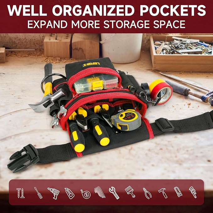 Tool Belt, Magnetic Tool Pouch, 14-Pockets Tool Belts - Image 5