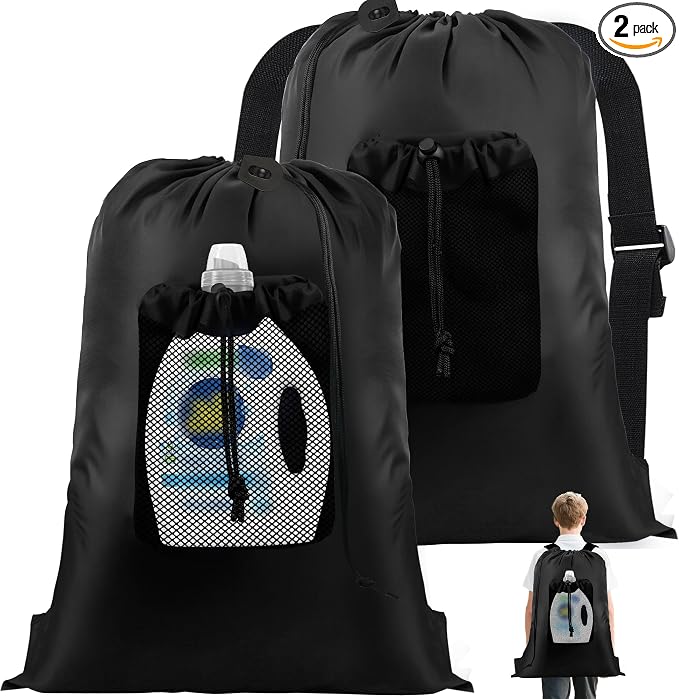 2-Pack Backpack Laundry Bags, Heavy Duty Laundry Bag Backpacks by Coomeelaundrybag