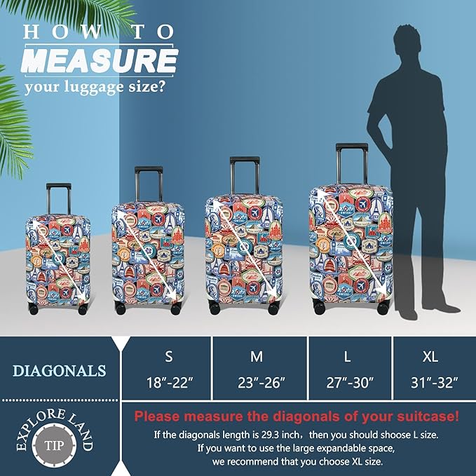 Explore Land Travel Luggage Cover Suitcase Protector Fits 27-30 Inch Case - Image 5