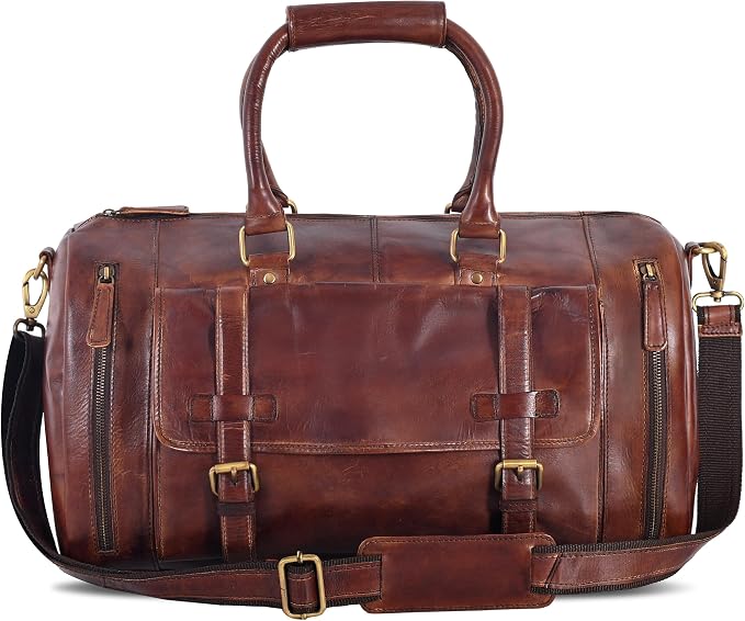Genuine Leather Duffle Bag for Men | Vintage Weekender Travel Bag | Overnight by OakLeathers