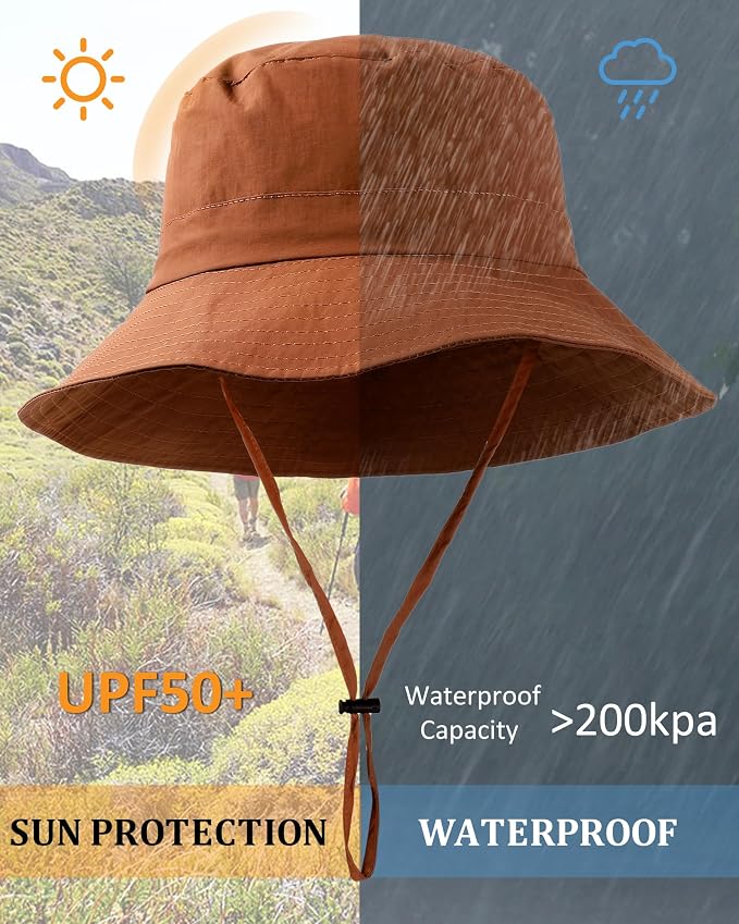 Water-Resistant Sun UPF 50+ Bucket Hat Protection Packable Brimmed Boonie - Image 2