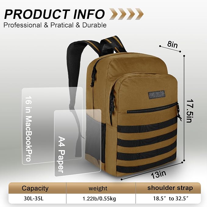 Wrangler Tradesman Backpack, Water Resistant Casual Daypack - Image 2