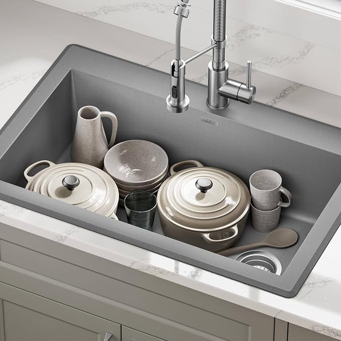 KRAUS Forteza 33-inch Drop In/Undermount Single Bowl Granite Kitchen Sink in - Image 12