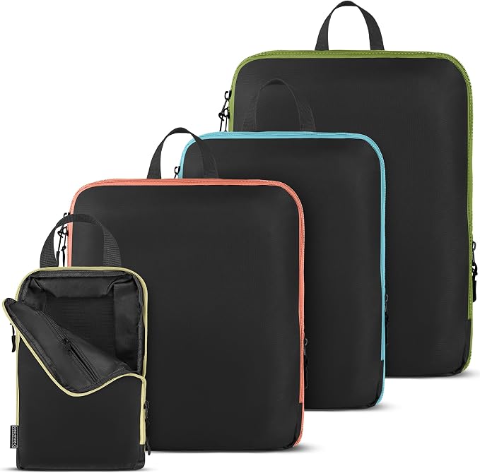 Compression Packing Cubes Travel, 4 Set/6 Set Packing Cubes by BLISSFORD