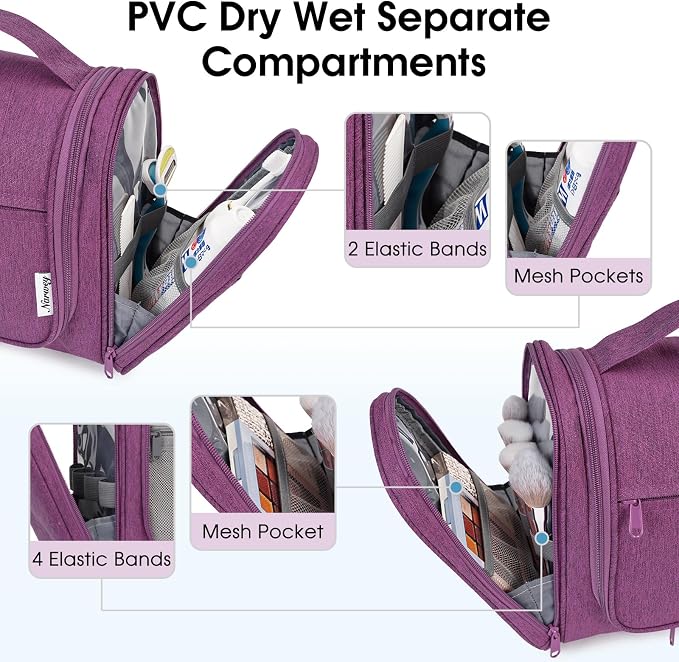 Narwey Hanging Toiletry Bag for Women Travel Makeup Bag Organizer Toiletries - Image 3
