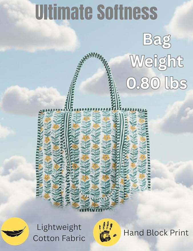 Cotton Quilted Tote Bag for Women – Large Beach & Travel Tote - Image 3