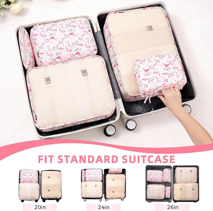 BAGAIL 8 Set Packing Cubes Luggage Packing Organizer Bags - Image 5