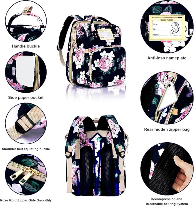 Diaper Bag Backpack Waterproof Baby Bag Large Capacity Multifunction Nappy Bags - Image 2