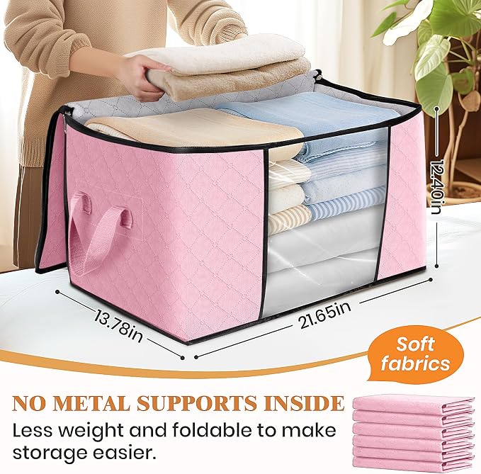 Fab totes 8 Pack Clothes Storage, Foldable Thick Fabric Blanket Storage Bags - Image 2