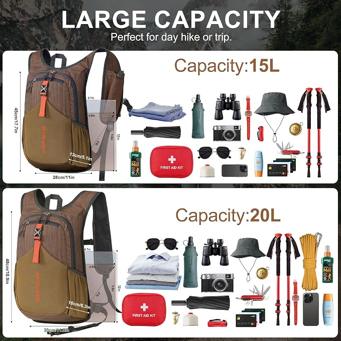 15L Small Hiking Backpack for Men Women Foldable Packable Back Pack Ultralight - Image 5