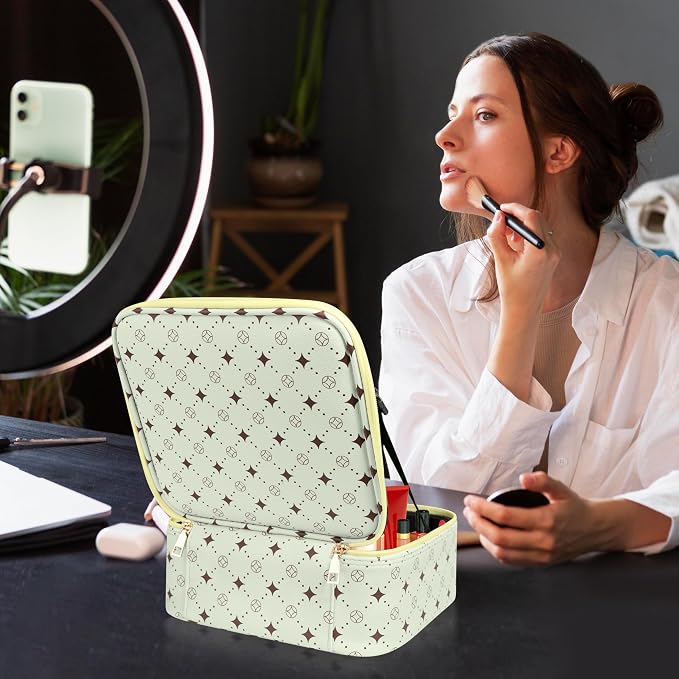 Travel Makeup Bag With 360° rotating LED Mirror, Waterproof cosmetic organizer - Image 7