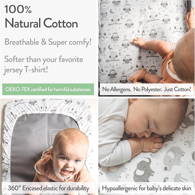 Travel Crib Fitted Sheets for Baby Bjorn, Guava Lotus Travel Crib and 24 x 42 - Image 3