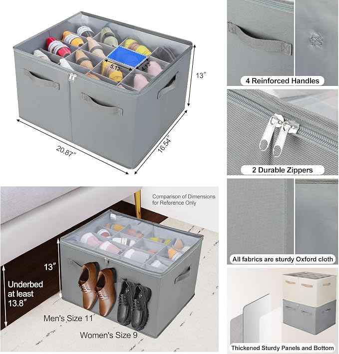 Shoe Organizer for Closet, Foldable Shoe Box - Image 3