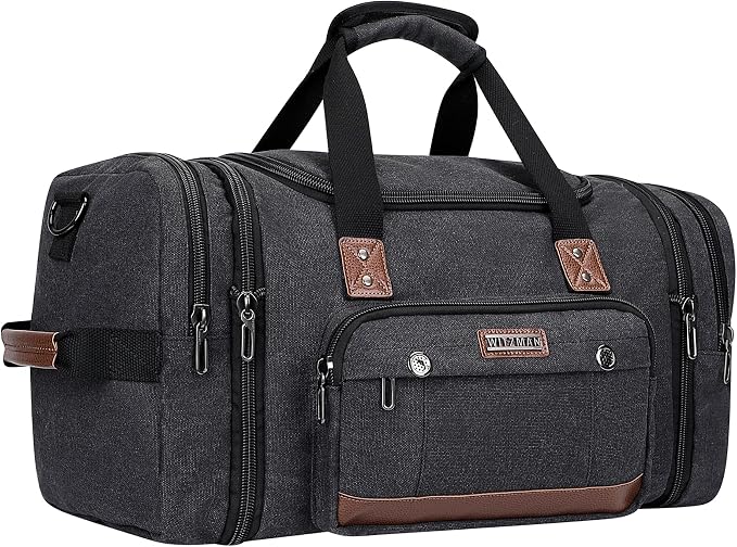 WITZMAN Mens Duffle Bags for Traveling Canvas Weekender Travel Bag Expandable by WITZMAN