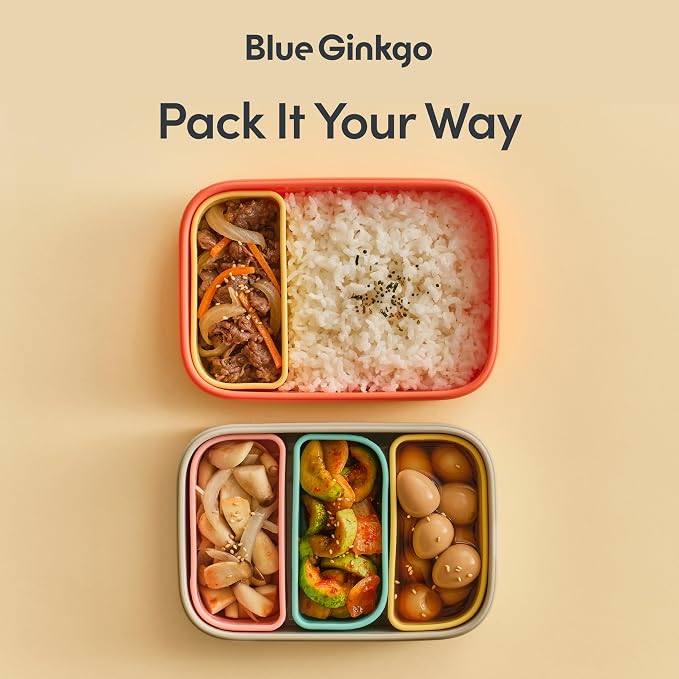 BLUE GINKGO Silicone Lunch Box Set – Durable Heavy-Duty Silicone Bento Box - Image 2