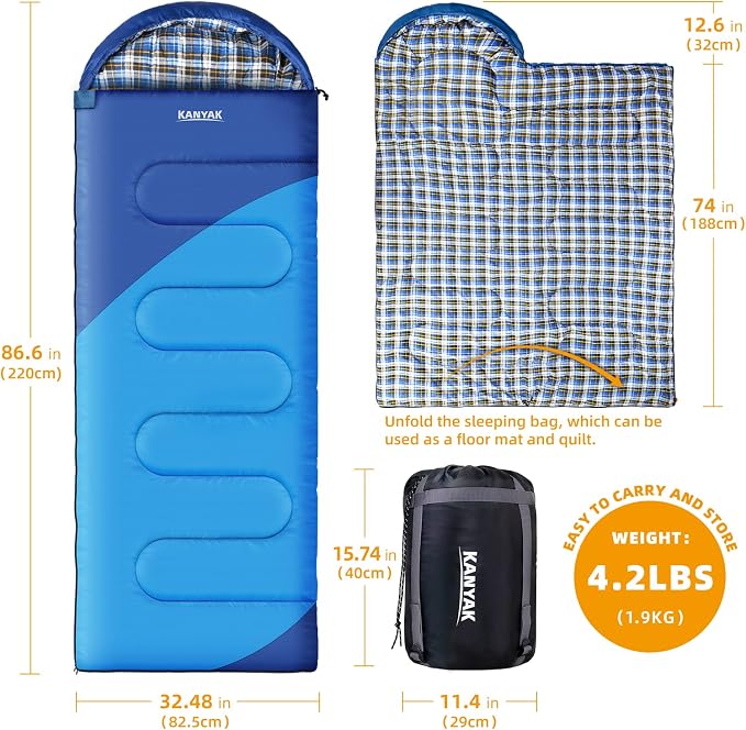 Camping Sleeping Bag, 32℉ Sleeping Bags - Image 2