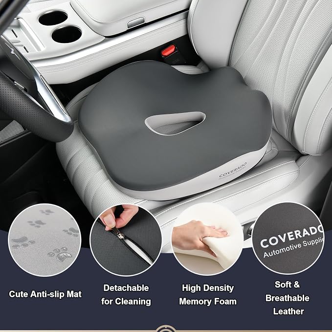 Coverado Car Seat Cushion with Memory Foam, Ergonomic Driving Seat Cushion - Image 2