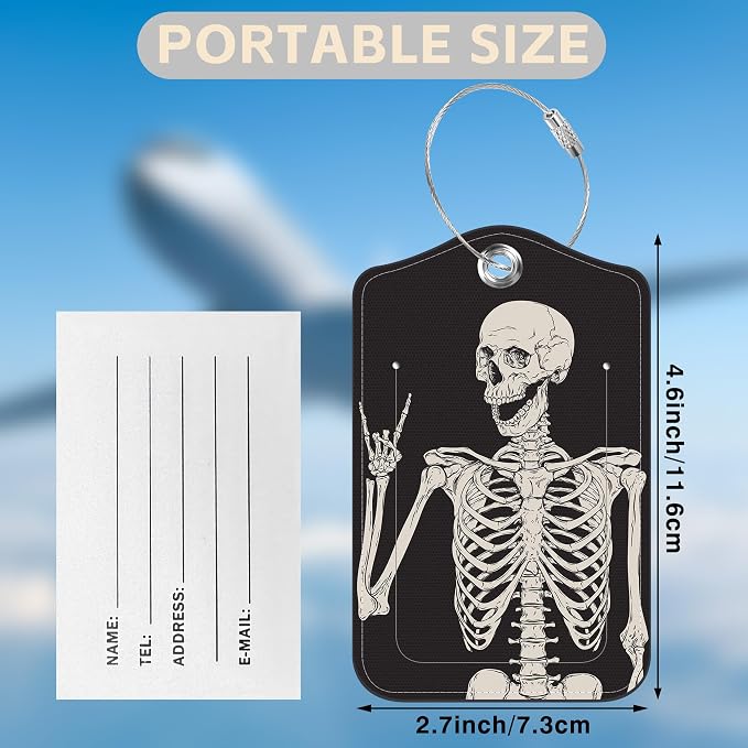 2 Pcs Rock and Roll Skull Luggage Tags - Image 2