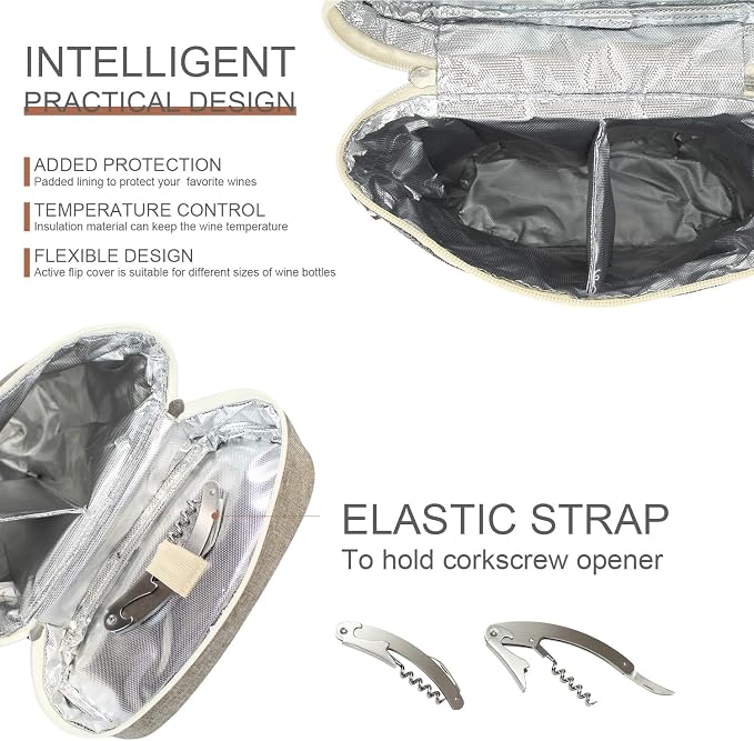 ZORMY 2 Bottle Insulated Wine Carrier Bag - Image 3