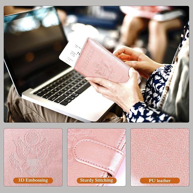 TIGARI Passport Holder for Travel Women Men, PU Leather Waterproof RFID - Image 4