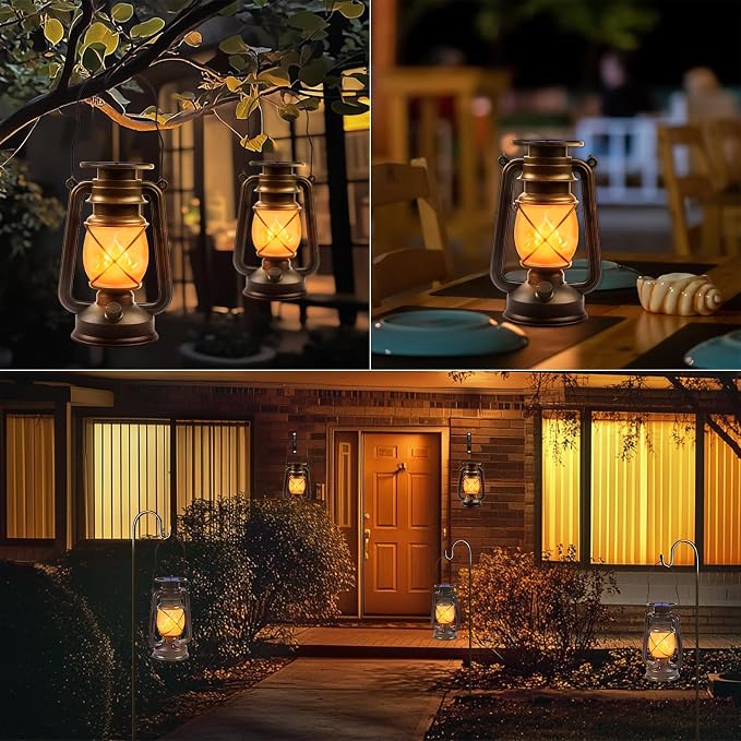 Solar Lanterns Outdoor Waterproof, 2 Pack Bronze Vintage Lanterns - Image 7