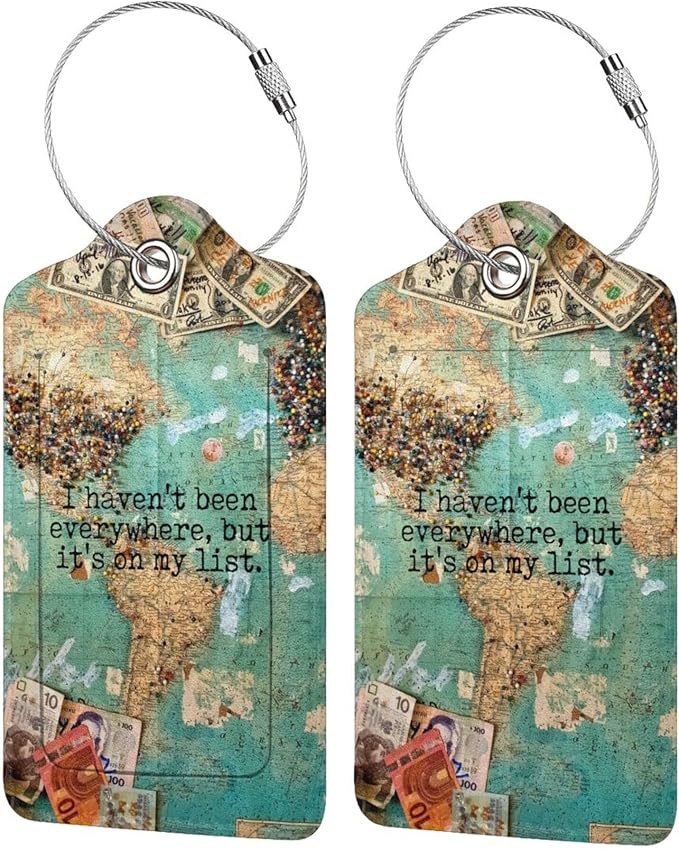 2 Pack Travel Luggage Tags for Suitcases Women Men Kids, Bag Tags for Leather by South+Feather