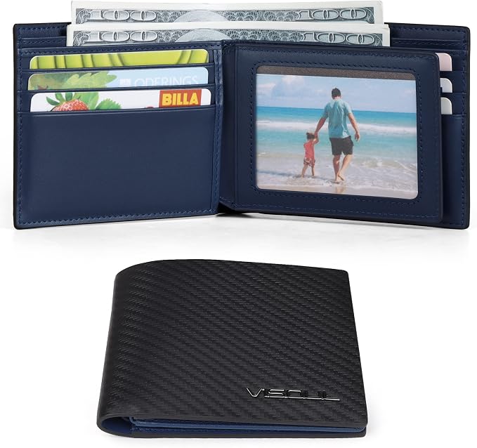 VISOUL Leather Mens Bifold RFID Blocking Wallet - Image 2