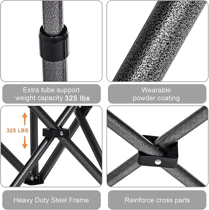 Mesh Folding Camping Chairs for Adults, Oversized Portable Outdoor Chairs - Image 6
