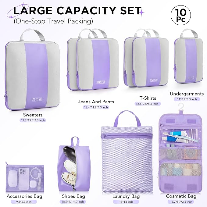 10 Set Compression Packing Cubes - Image 2