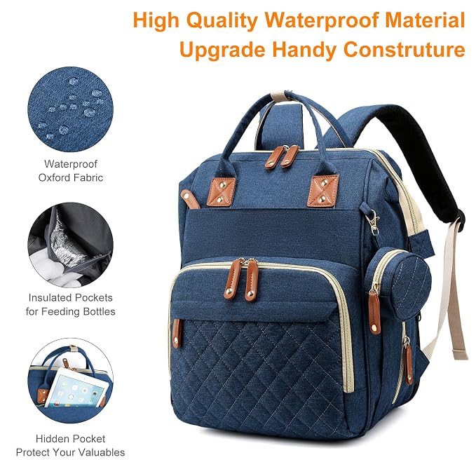 Diaper Bag, Backpack with Changing Station, Waterproof Baby Bag - Image 3
