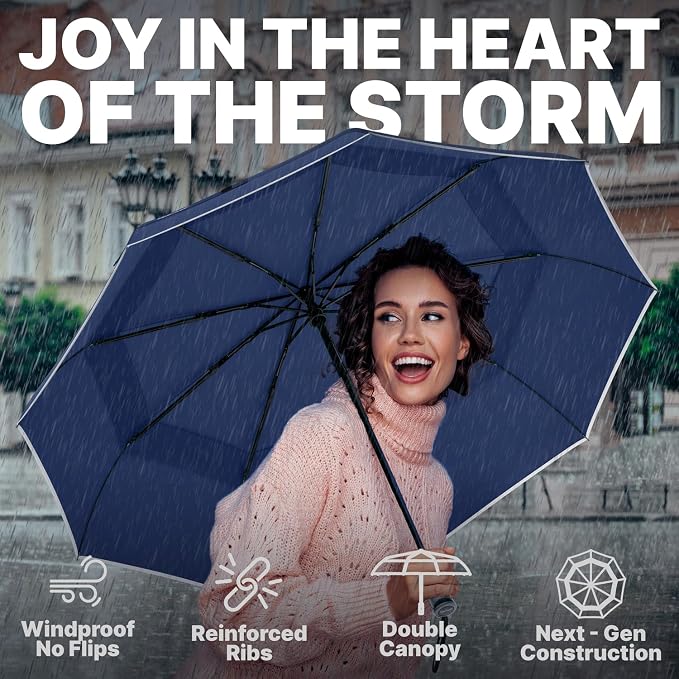 Royal Walk Windproof Folding Travel Umbrella Compact and Strong Luxurious Real - Image 4