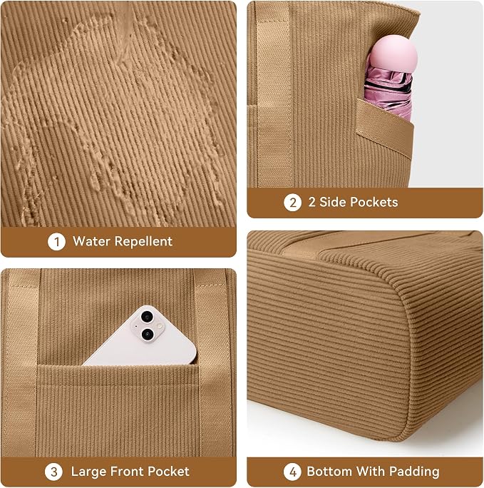 Tote Bag for Women with Zipper, Travel Tote Bags with Compartments Large - Image 6