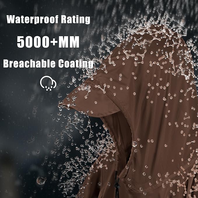 Coralrain Hooded Rain Poncho Lightweight Waterproof Unisex Raincoat Jacket - Image 2