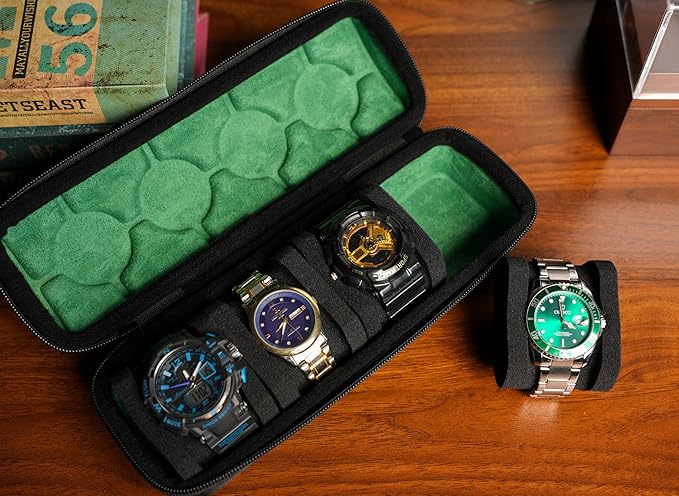 4 slots watch travel case roll, hard watch box storage organizer - Image 6