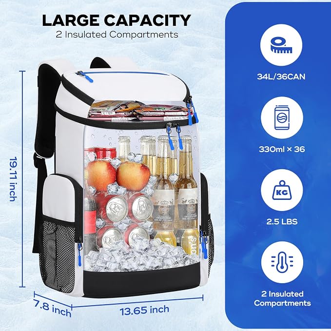 Maelstrom Backpack Cooler, 36 Can Cooler Backpack, Soft Cooler Bag Insulated - Image 4