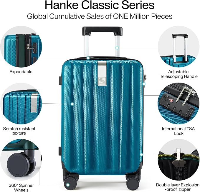 Hanke Expandable Hard Shell Luggage Sets 2 piece Carry on Luggage - Image 4