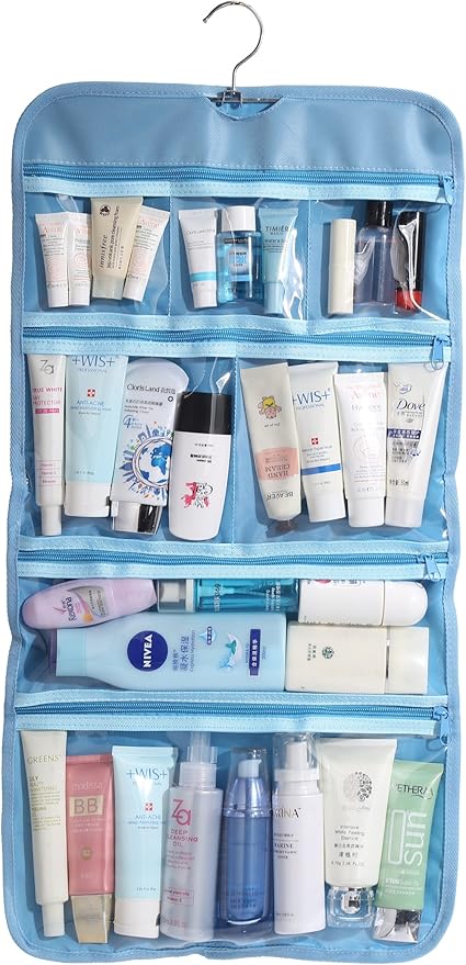 Foldable Clear Hanging Travel Toiletry Bag Cosmetic Organiser Storage - Image 2