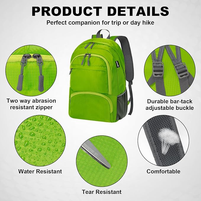 HOLYLUCK 20L lightweight packable Hiking Daypack Foldable Backpack - Image 4