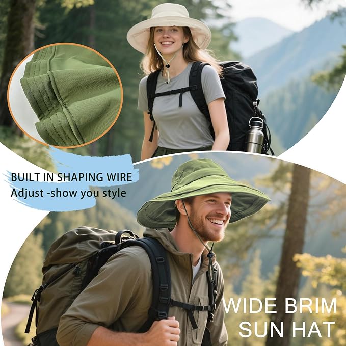 Sun Hats for Women Men UV Protection Wide Brim Bucket Hat - Image 4