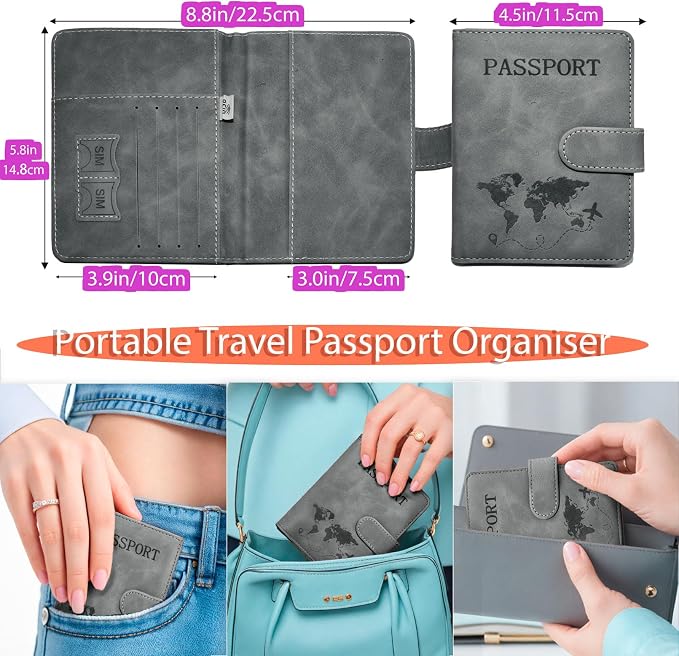 Passport Holder for Travel Essentials, 2 Pack Rfid Passport Cover for Women Men - Image 4