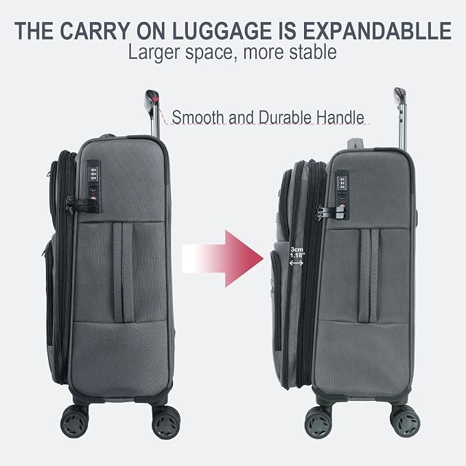 KROSER Softside Expandable Carry On Luggage - Image 5