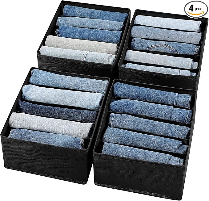 Jeans Drawer Organizers for Clothing, 5 Compartment Wardrobe Storage Box by Coorganisers