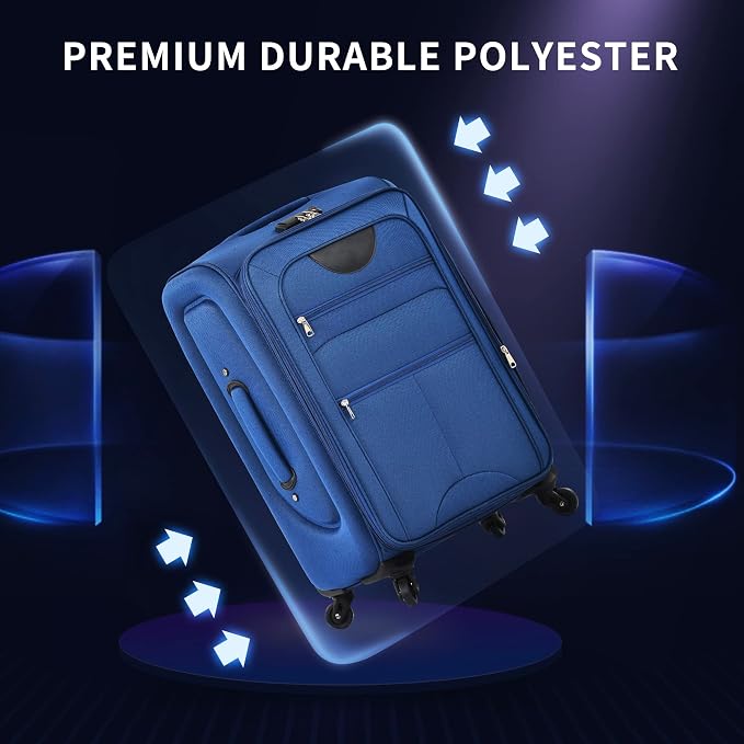 Merax Softside Luggage Set Softshell Lightweight 3 Piece Spinner Suitcase 22" - Image 9
