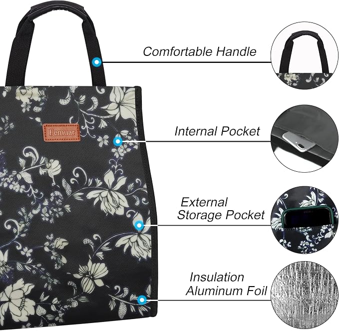 Lunch Bags for Women Insulated Reusable Lunch Tote - Image 3