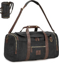 Vintage Canvas Duffle Bag, 50L Genuine Leather Travel Duffel Backpack by DensataTravelBag