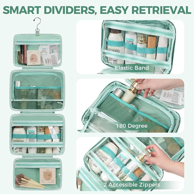 Toiletry Bag For women, Portable Hanging Organizer, 4 Leakproof Compartment for - Image 5