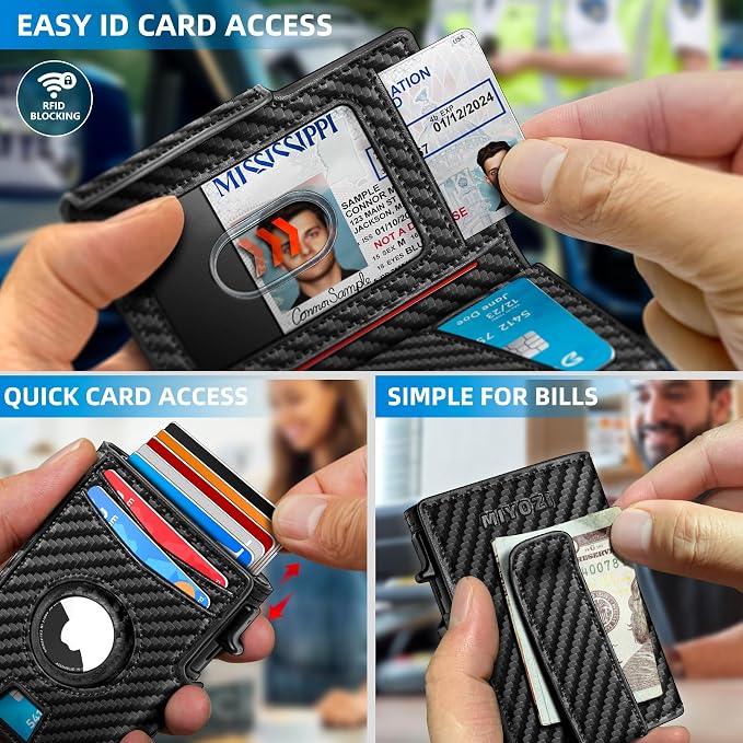 Airtag Wallet for Men, with Money Clip 10 Cards Metal Case Smart Slim Pop Up - Image 5